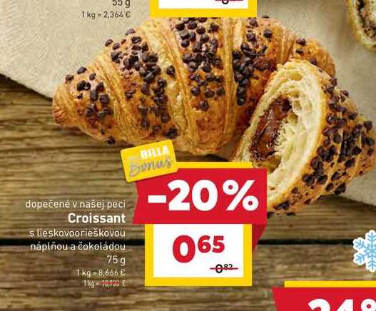 Croissant s lieskovoorieškovou náplňou a čokoládou 75g 