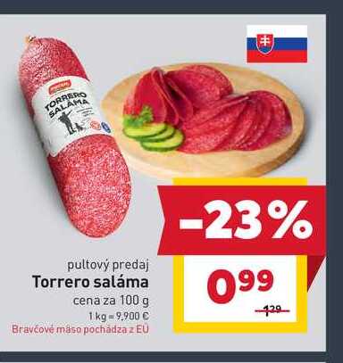 Torrero saláma cena za 100 g 