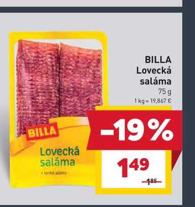 BILLA Lovecká saláma 75g