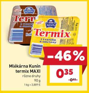 Mlékárna Kunín termix MAXI rôzne druhy 90g 