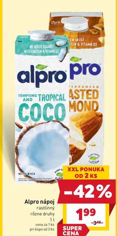 Alpro nápoj rastlinný rôzne druhy 1l