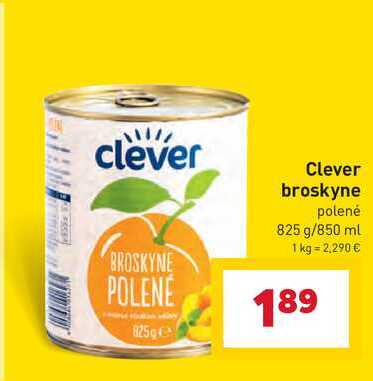 Clever broskyne polené 825 g/850 ml