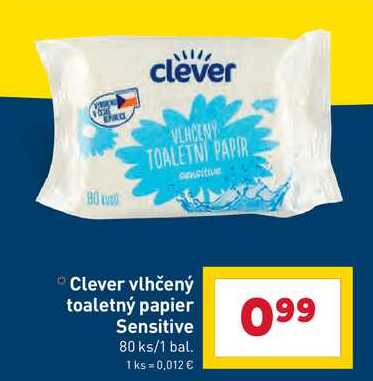 Clever vlhčený toaletný papier Sensitive 80ks/1 bal.