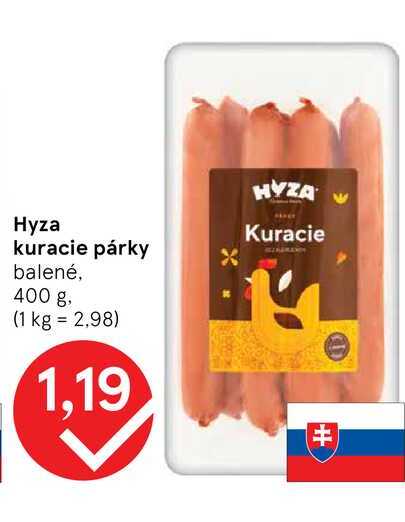 Hyza kuracie párky balené, 400 g