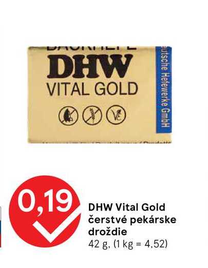 GHW Vital Gold čerstvé pekárske droždie 42 g