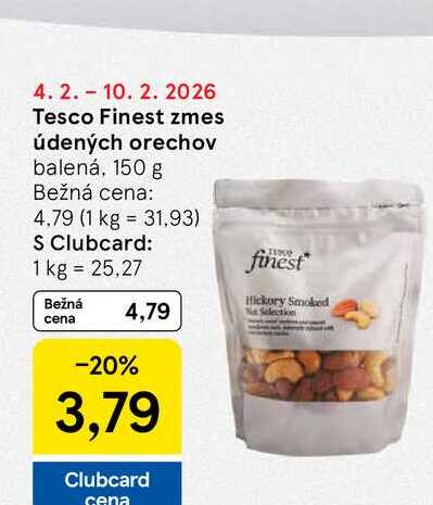 Tesco Finest zmes údených orechov balená, 150 g