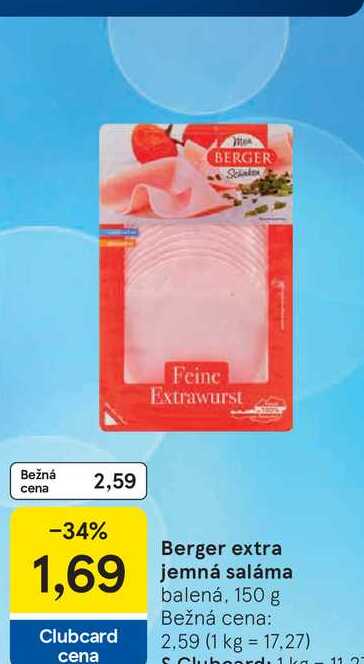 Berger extra jemná saláma balená, 150 g