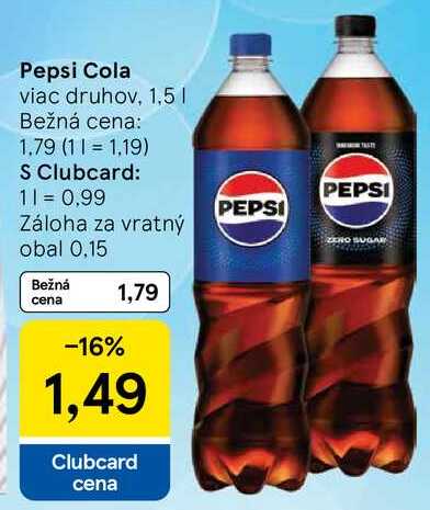 Pepsi Cola viac druhov, 1,5 l