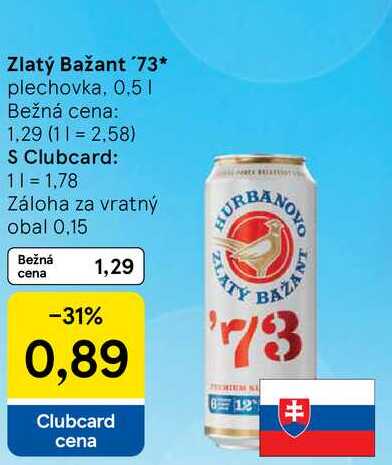 Zlatý Bažant '73 plechovka, 0.5l