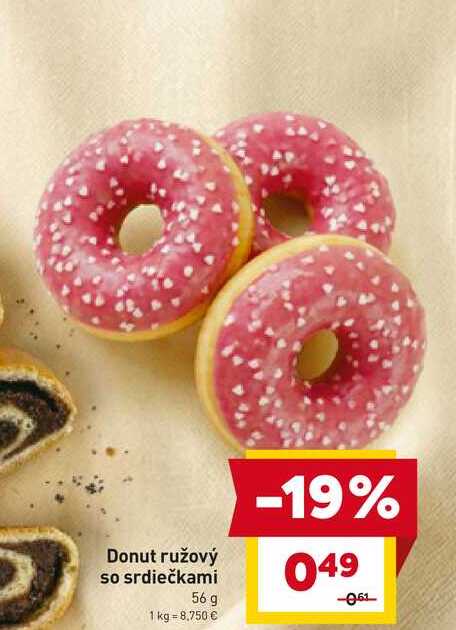 Donut ružový so srdiečkami 56 g