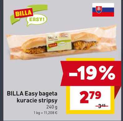 BILLA Easy bageta kuracie stripsy 240 g 