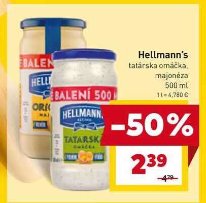 Hellmann's tatárska omáčka, majonéza 500 ml 