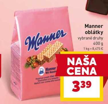 Manner oblátky vybrané druhy 400 g 