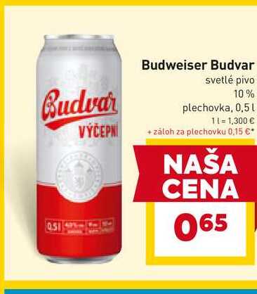 Budweiser Budvar svetlé pivo 10% plechovka, 0,5l