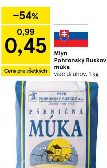 Mlyn Pohronský Ruskov múka 1kg