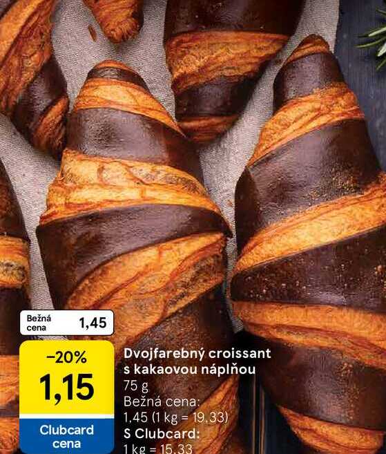 Dvojfarebný croissant s kakaovou náplňou 75 g