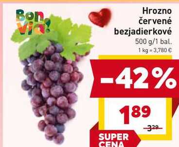Hrozno červené bezjadierkové 500 g