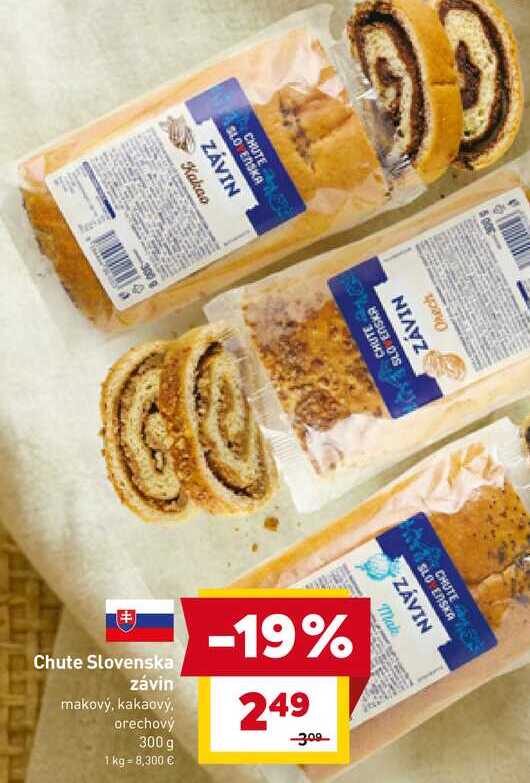 Chute Slovenska závin makový, kakaový, orechový 300 g 