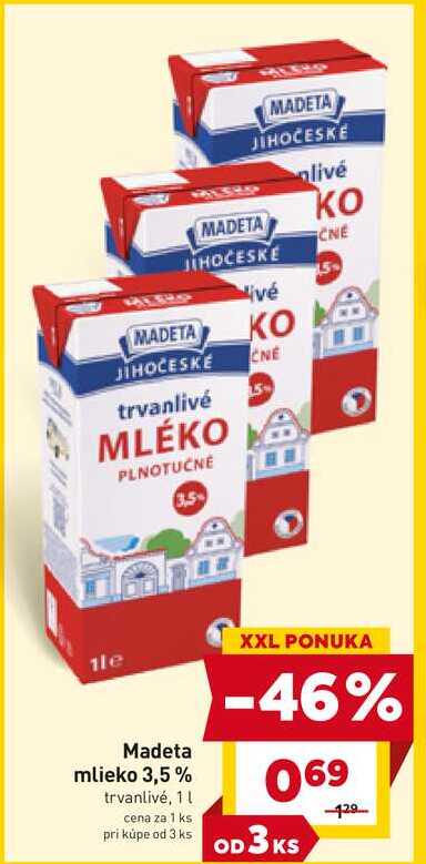 Madeta mlieko 3,5% trvanlivé, 1l