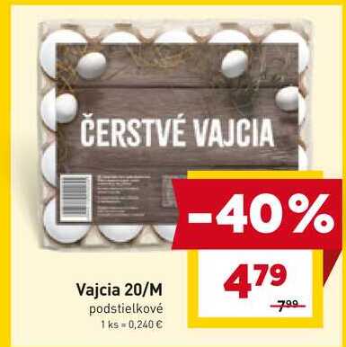 Vajcia 20ks, M podstielkové