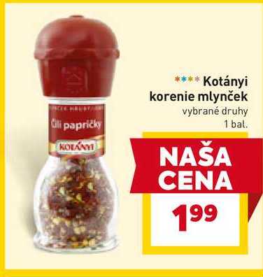 Kotányi korenie mlynček vybrané druhy 1 bal. 