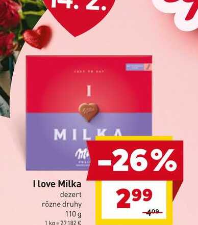 I love Milka dezert rôzne druhy 110 g
