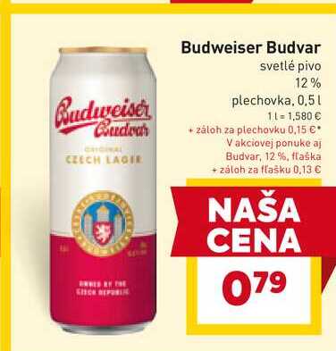 Budweiser Budvar svetlé pivo 12% plechovka, 0,5l