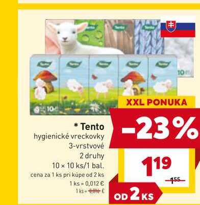 Tento hygienické vreckovky 3-vrstvové 2 druhy 10 x 10 ks/1 bal. 