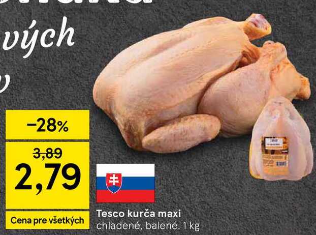 Tesco kurča maxi chladené, balené 1 kg 