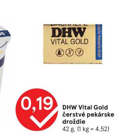 DHW Vital Gold čerstvé pekárske droždie 42 g
