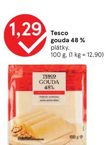 Tesco gouda 48 % plátky 100 g