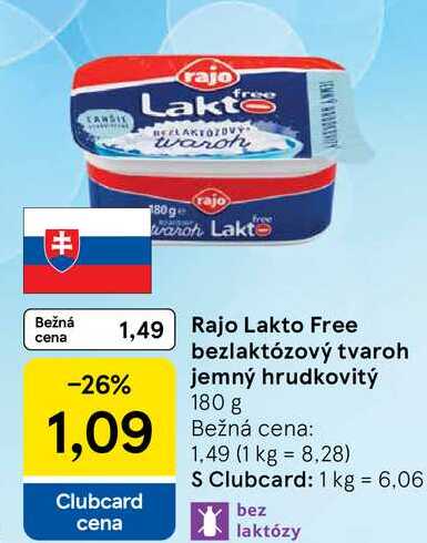 Rajo Lakto Free bezlaktózový tvaroh jemný hrudkovitý 180 g 