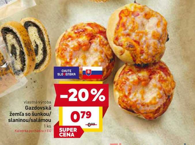 Gazdovská žemľa so šunkou/ slaninou/salámou 1 ks 