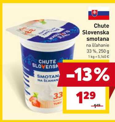 Chute Slovenska smotana na šľahanie 33%, 250 g