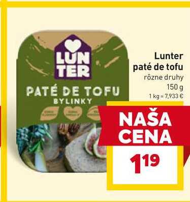 Lunter paté de tofu rôzne druhy 150 g 