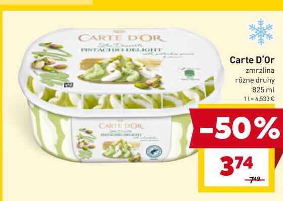 Carte D'Or zmrzlina rôzne druhy 825 ml 