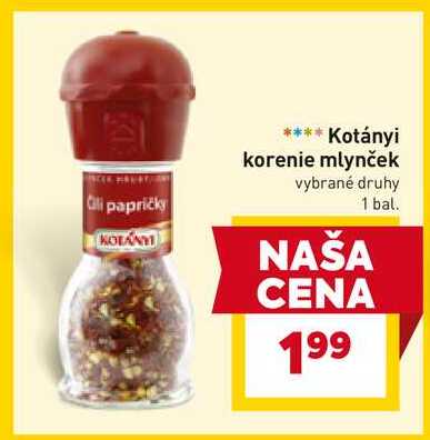 Kotányi korenie mlynček vybrané druhy 1 bal. 