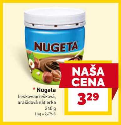 Nugeta lieskovooriešková, arašidová nátierka 340 g 