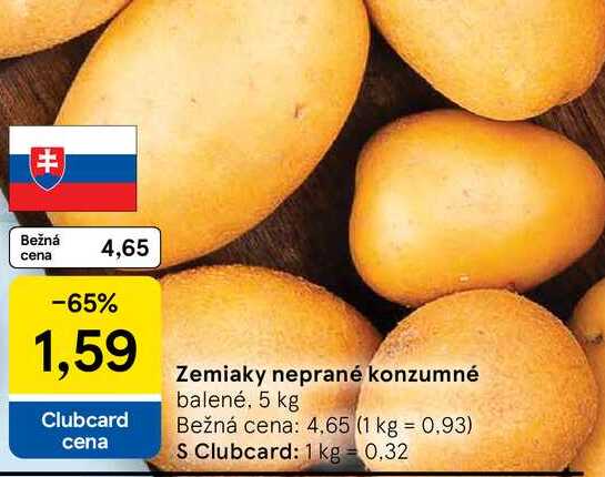 Zemiaky neprané konzumné balené, 5 kg 