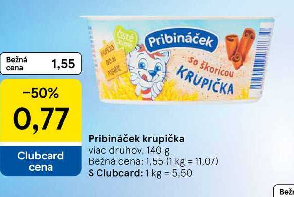 Pribináček krupička viac druhov, 140 g