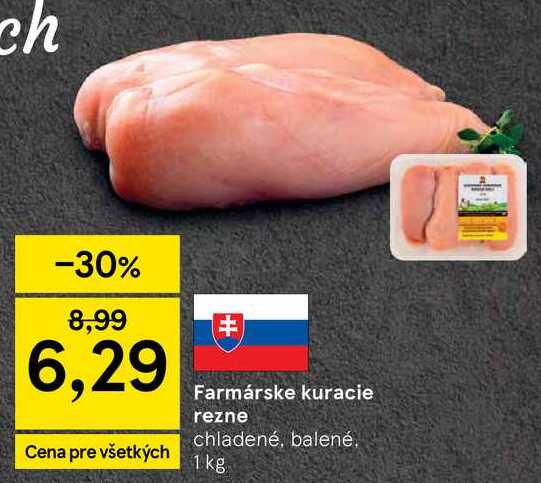 Farmárske kuracie rezne chladené, balené 1 kg