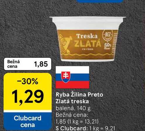Ryba Žilina Preto Zlatá treska balená 140 g