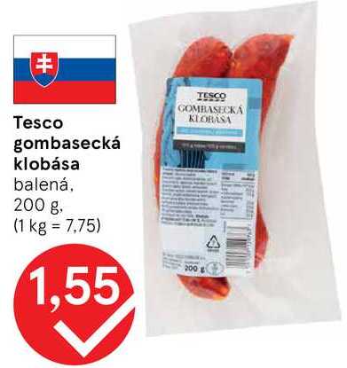 Tesco gombasecká klobása balená, 200 g