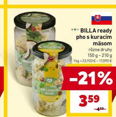 BILLA ready pho s kuracím mäsom rôzne druhy 150 g-210 g 