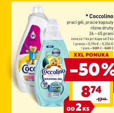 Coccolino prací gél, pracie kapsuly rôzne druhy 26-45 praní 