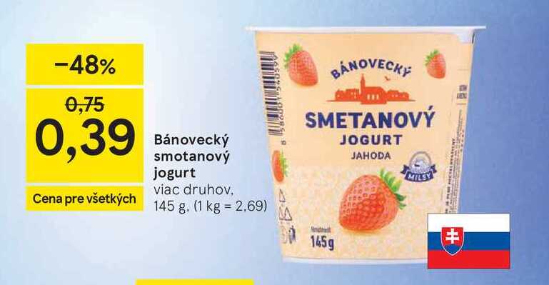 Bánovecký smotanový jogurt viac druhov 145 g