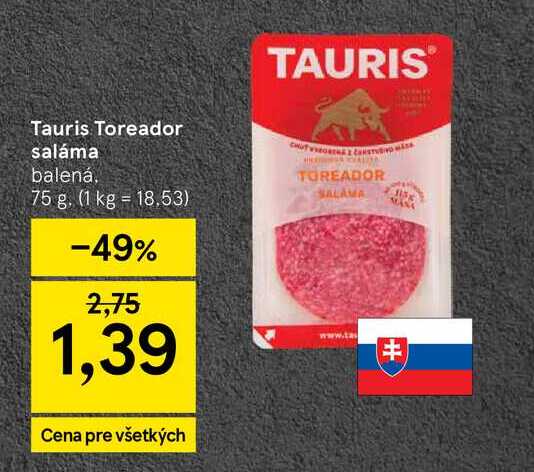 Tauris Toreador saláma balená 75 g