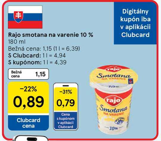 Rajo smotana na varenie 10 % 180 ml  v akcii