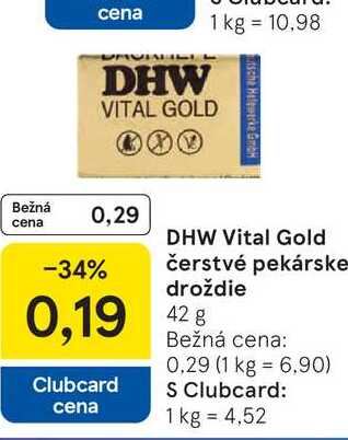 DHW Vital Gold čerstvé pekárske droždie 42 g 