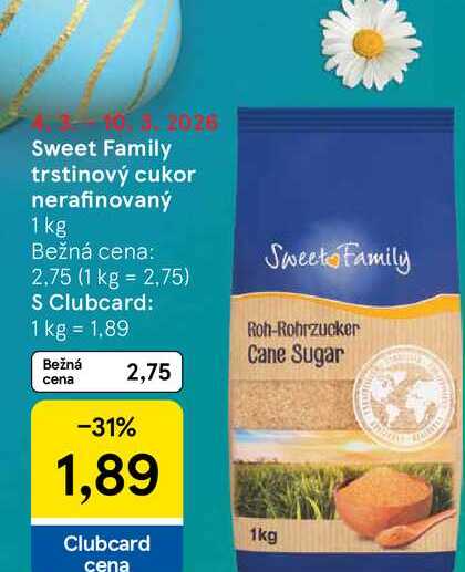 Sweet Family trstinový cukor nerafinovaný 1 kg